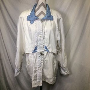 Current Seen VTG White/Blue Button Up Windbreaker